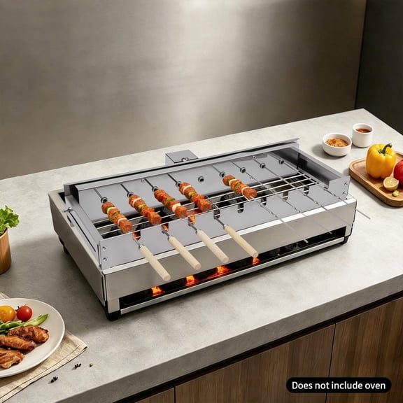 Silver Skewer Maker Barbecue Grill Manual Kebab Meat 9 holes Skewering Machine BBQ for Holiday Parties