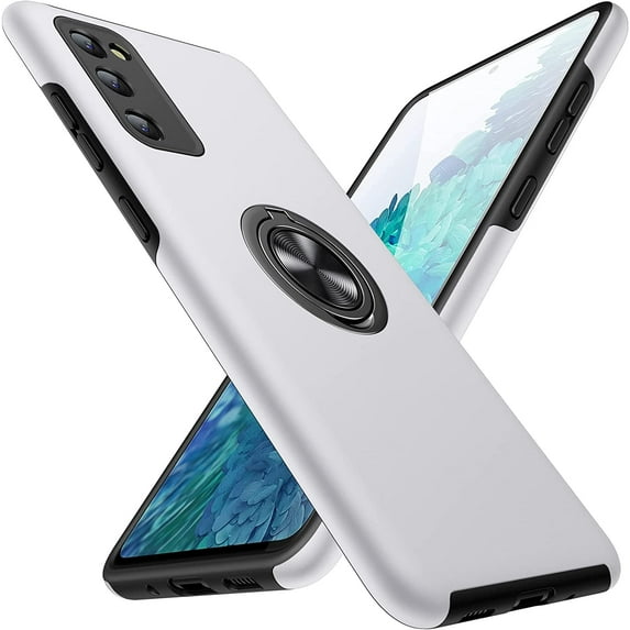 Silver Slim Shockproof Case for Samsung Galaxy S20 FE 5G with Rotating Kickstand