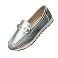 thumbnail image 1 of Silver Slip-On Loafers For Women Lightweight Shallow Mouth Flat Shoes Comfortable Breathable Design Casual Wear Pu Upper, 1 of 9