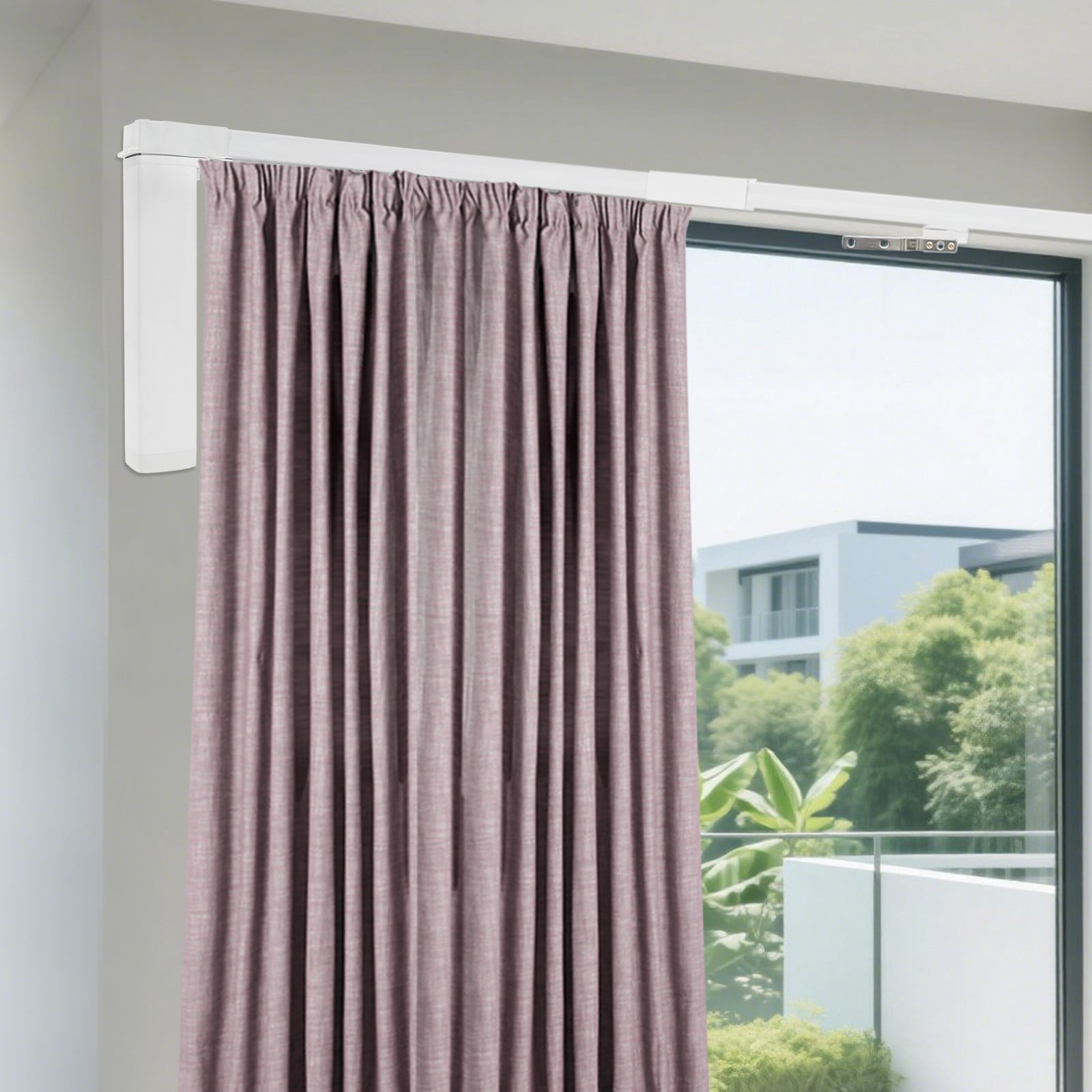 Electric Drapery Silver Smart Curtains System Electric Curtain Rod Track Rail Remote ...