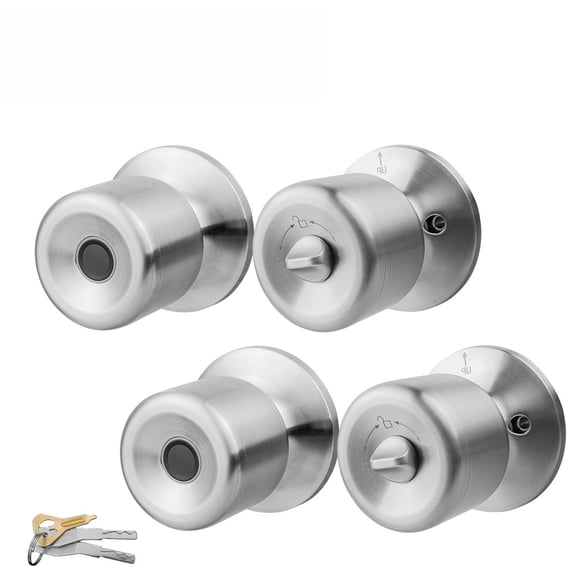 Silver Smart Fingerprint Door Lock, Three-in-one Smart Fingerprint Door Handle Supporting Both App Control and Key Operation, Automatic Locking Function, Biometric Door Handle with Lock, Suitable For