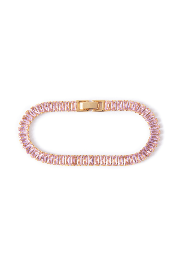 - 6 Carat Modern Tennis Bracelet with Pink CZ Stones with Secure Clasp over Sterling Silver| Attractive Design Jewelry for Women |Bracelets in Multiple Sizes