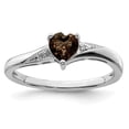 thumbnail image 1 of Fine Color Jewels Smoky Quartz Heart Ring for Women 925 Sterling Silver with Diamond Accents, 1 of 8