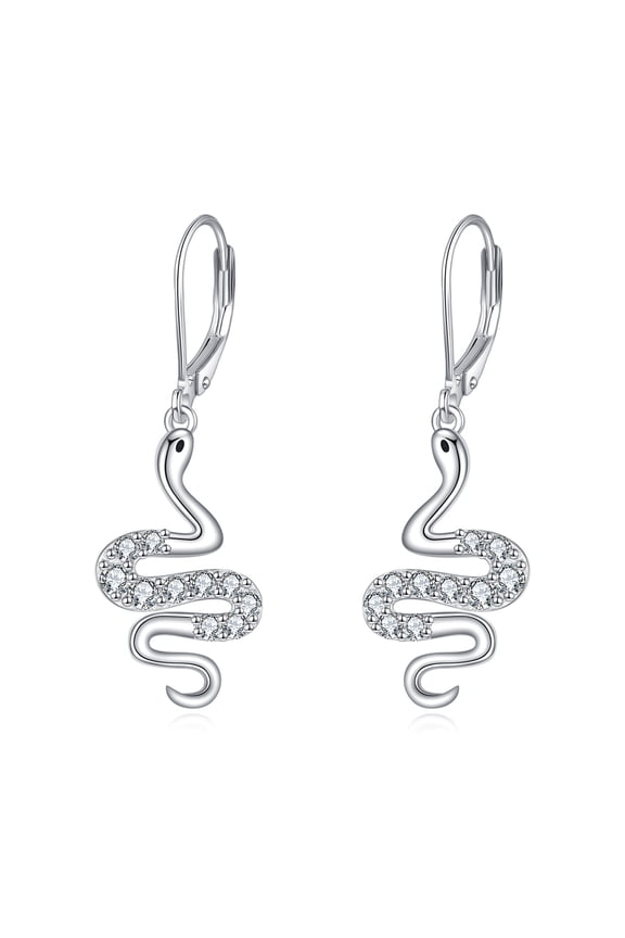 Silver Snake Earrings S925 Sterling Silver Snake Dangle Drop Earrings Costume Goth Jewelry for Women