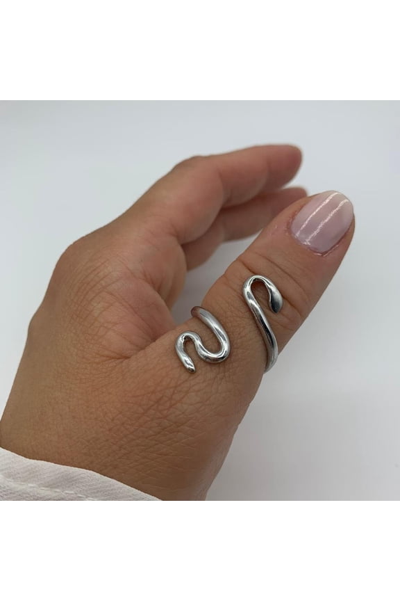 Silver Snake Ring | Adjustable Band | Thick Open Design | Unique Animal Style Sterling Silver Band Jewelry Gift