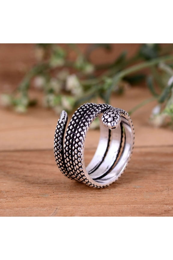 Silver Snake Ring Unique Sterling Silver Serpent Design | Boho Chic Statement Jewelry Piece for Women