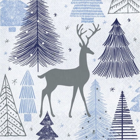 Silver Snowfall Paper Lunch Napkins 16 Per Pack