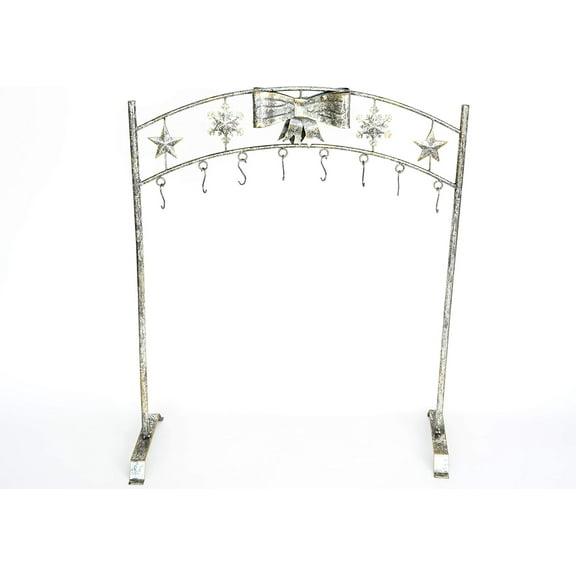 Silver Snowflake Christmas Stocking Holder Stand