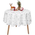 thumbnail image 1 of Silver Snowflake Christmas Tablecloth, 60 Inch Round, Waterproof Spill-Proof Table Cover for Kitchen, Dining, Holiday, 1 of 7