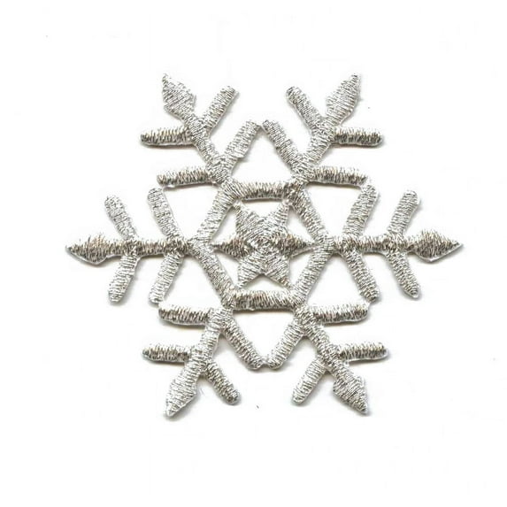 Silver Snowflake - Iron on Applique/Embroidered Patch