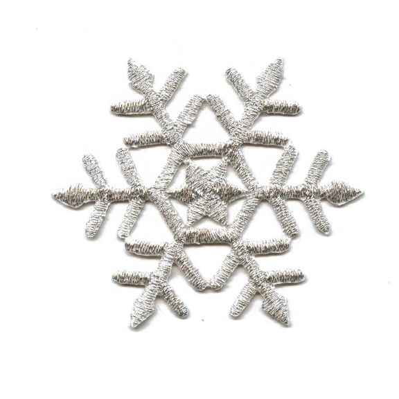 Silver Snowflake - Iron on Applique/Embroidered Patch