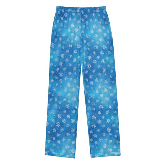 Silver Snowflake Pattern Pajama Pants Soft and Lightweight Elastic Waistband Pajama Pants