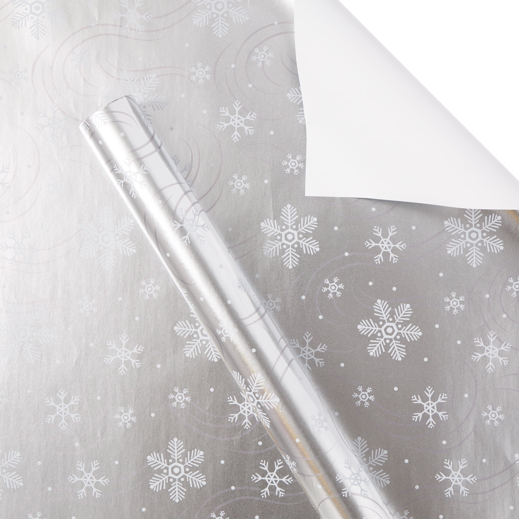 Silver Snowflakes Gift Wrap, Christmas, Metalized Paper, 40