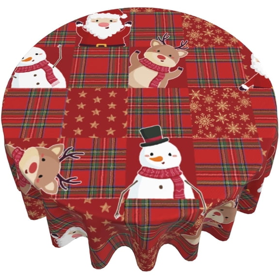 Silver Snowflakes Round Tablecloth 60Inch Christmas Winter Snow Table Cover with Xmas Tree Leaves Berry Table Cloth Heat Resistance Polyester Fabric for Kitchen Dining Camping Party Decor