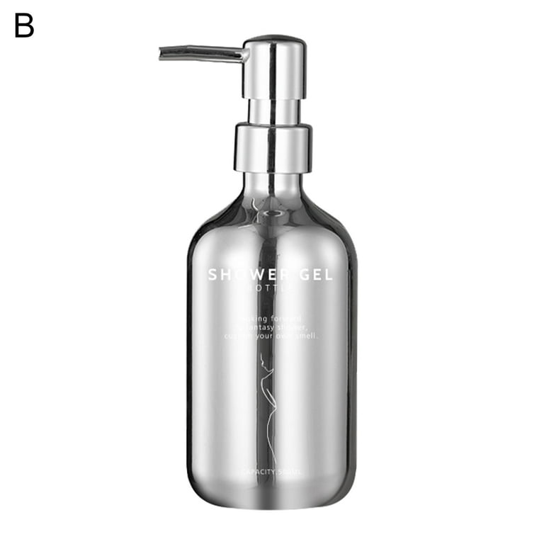 Silver Soap Dispenser Bottle Refillable Shampoo Body Lotion