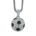 thumbnail image 1 of Silver Soccer Ball Pendant Necklace - 925 Sterling SIlver with Cubic Zirconia Stones - Futbol Necklace - Cubic Zirconia Encrusted Pendant - Sports Jewelry, 1 of 4