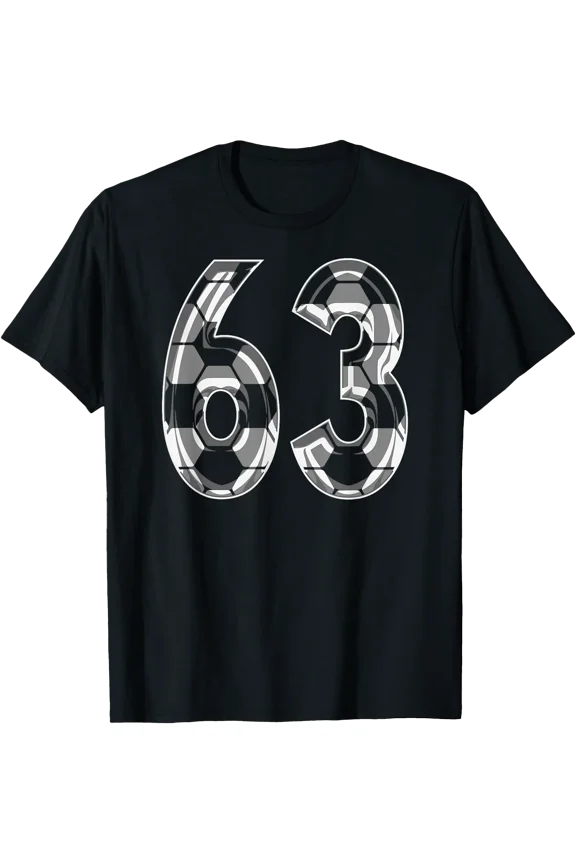 Silver Soccer Pattern Number 63 Player Uniform #63 T-Shirt, Unisex T-Shirt