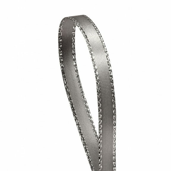 Silver Solid Color 3/8-Inch Silver Edge Ribbon, 50-Yards
