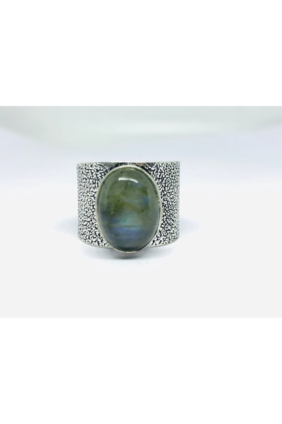 Silver Solid Spinner Ring,Natural labradorite Ring,Floral Textured Spinning Ring,Worry Ring,men's Ring,Meditation Ring,Ring.