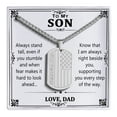 thumbnail image 1 of Silver To My Son Necklace Gifts from Dad Father, Best Son Ever American Flag 316L Stainless Steel Dog Tag Pendant Necklace Chain Jewelry Christmas Birthday Gifts Ideal Presents for Men, 1 of 4