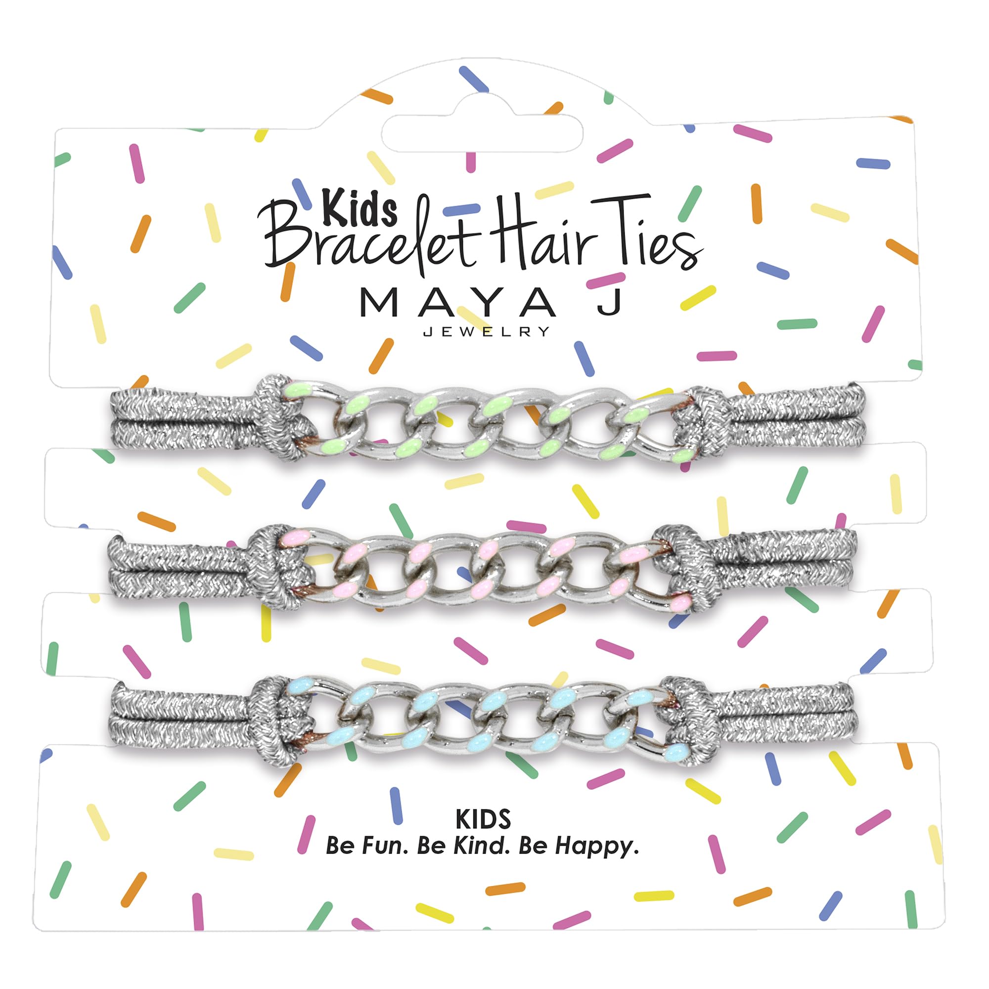 Silver Sparkle Elastic Kids Bracelet Hair Tie in White