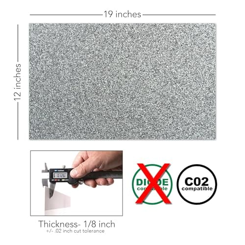 Silver Sparkle Glitter | 3 Sheets of 3mm (1/8th Inch), 12x19 inch, Glowforge Performance Series CO2 Laser Ready, Glitter cast Acrylic, Craft Closet