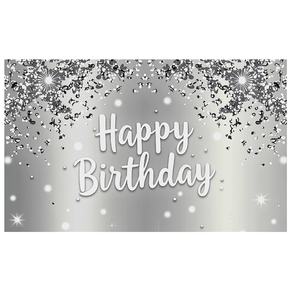 Silver Sparkling Happy Birthday Banner Party Decoration Background Backdrop for Birthday Party Photography Props and Home Decorations