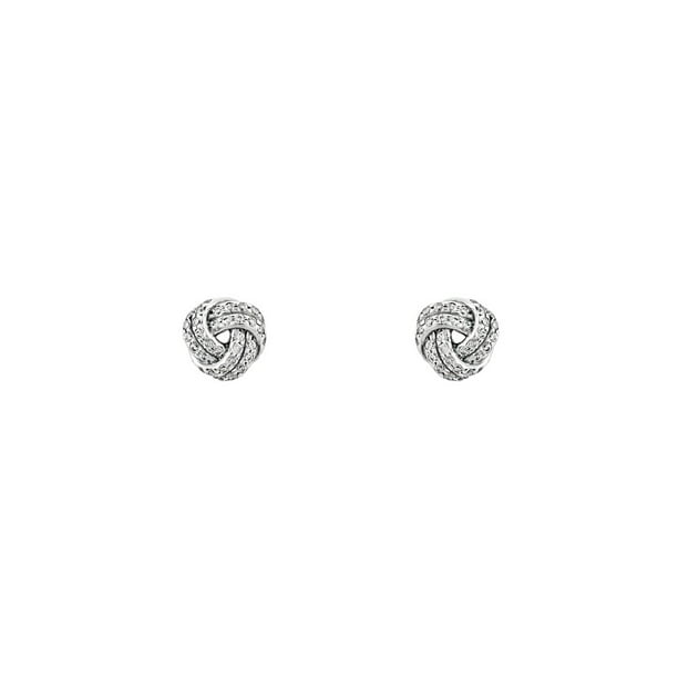 Silver Sparkling Knots Stud Ladies Earrings 290696CZ - Walmart.com