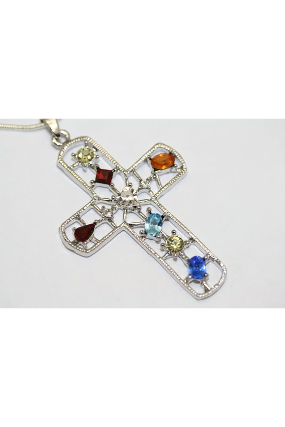 Sparkling Multi Colors Rhinestone Cross Charm, Fashion Cross Pendant Charm
