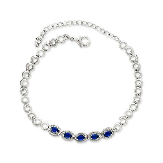 Silver Sparkly CZ Stone Summer Anklets For Women, 5"+2" Inch Adjustable Size