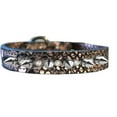 thumbnail image 1 of Silver Spike and Clear Crystal Dragon Skin Genuine Leather Dog Collar, 1 of 3