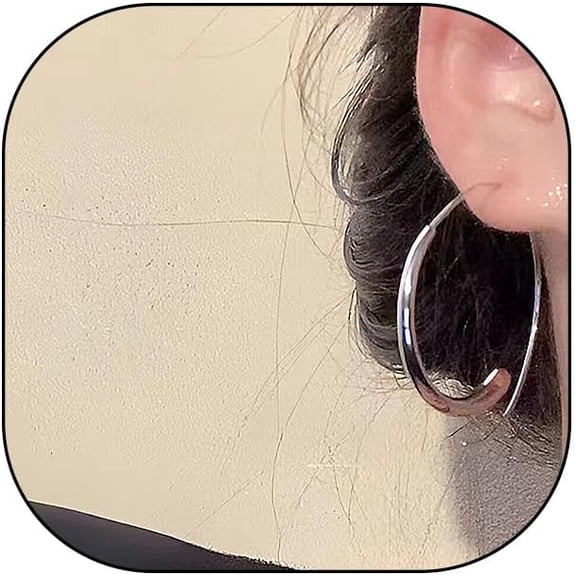 Silver Spiral Line Hoop Earrings, Trendy Wire Swirl Opening Threader Dangle Drop Earrings, Simple Statement Lightweight Big Jewelry Gift for Women