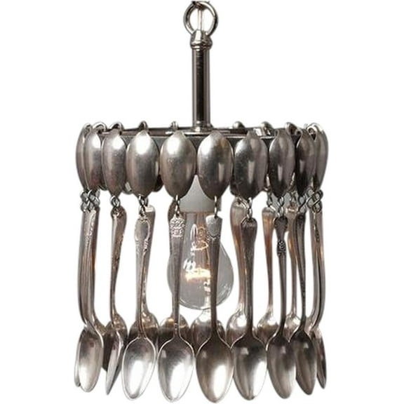 Silver Spoon Chandelier, Artisan Hand Made Spoondelier Upcycled, Pendant Fixture