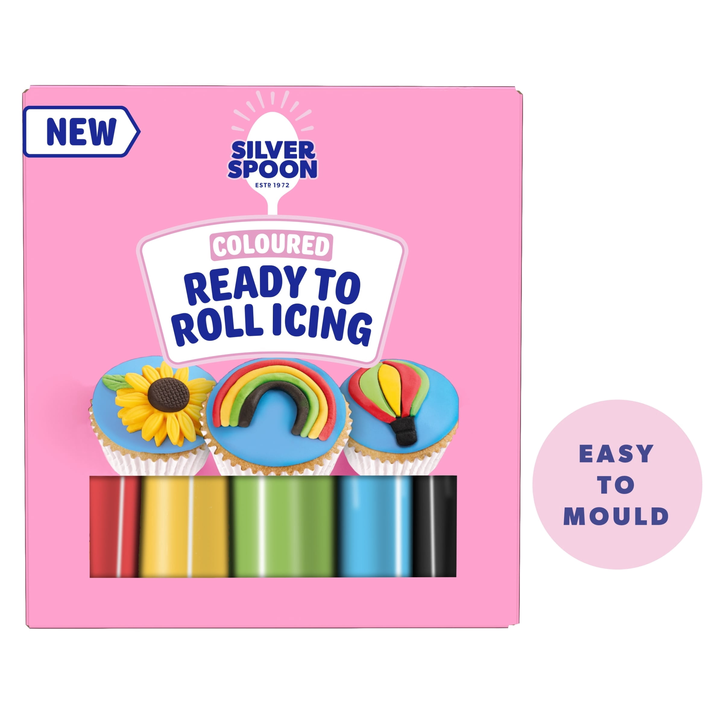 Silver Spoon Coloured Ready to Roll Icing Sugar 5x100g, Imported from Britain