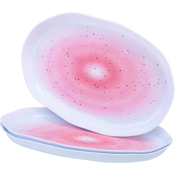 Silver Spoons Hammered Serving Trays for Party, Heavy Duty Disposable Platter, 12" x 7", Blush Mist (3 PC), Lava Collection
