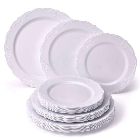 Silver Spoons White Circular Disposable Plastic Party Plates (30 Count)
