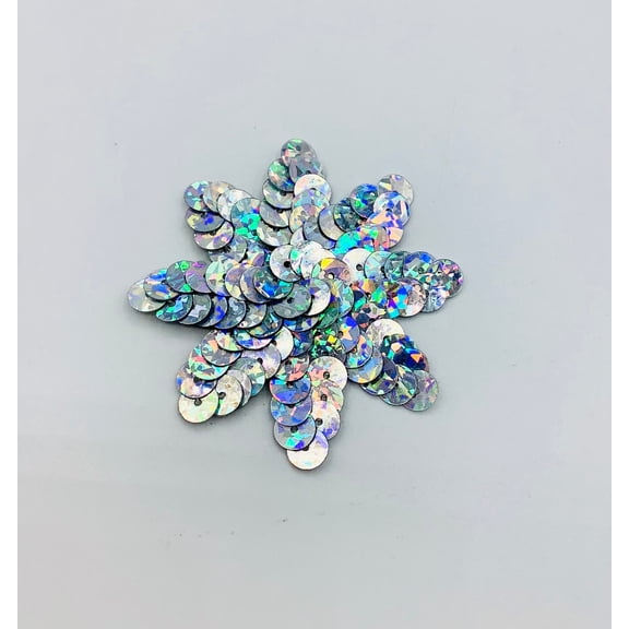 Silver Spotlight 2" X 2" Daisy Sequin Applique - 6 Pieces