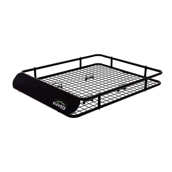 Elevate Outdoor Steel Cargo Roof Basket with Wind Fairing, 42" x 36" Storage Space, Black