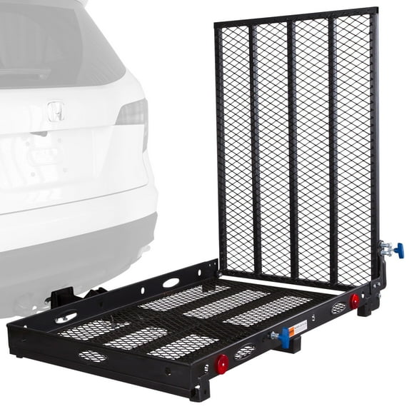 Silver Spring 48in x 27.75in Folding Steel Scooter Wheelchair Carrier w/42in Ramp, 500 lb. Cap, Hitch Mount
