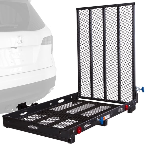 Wheelchair Scooter Carrier for Car Truck SUV, 2in Hitch, Folding Ramp, 500 lb Cap, 48in x 27.75in Cargo Rack, Silver Spring