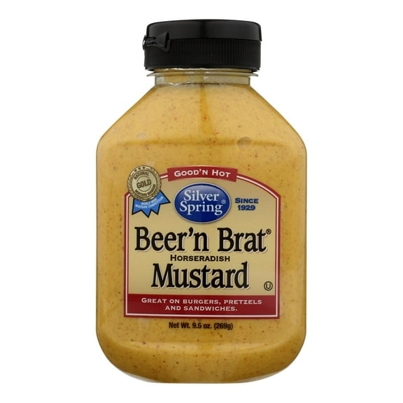 Silver Spring Beer'n Brat Horseradish Mustard with Coarse Texture, 9.5 Oz