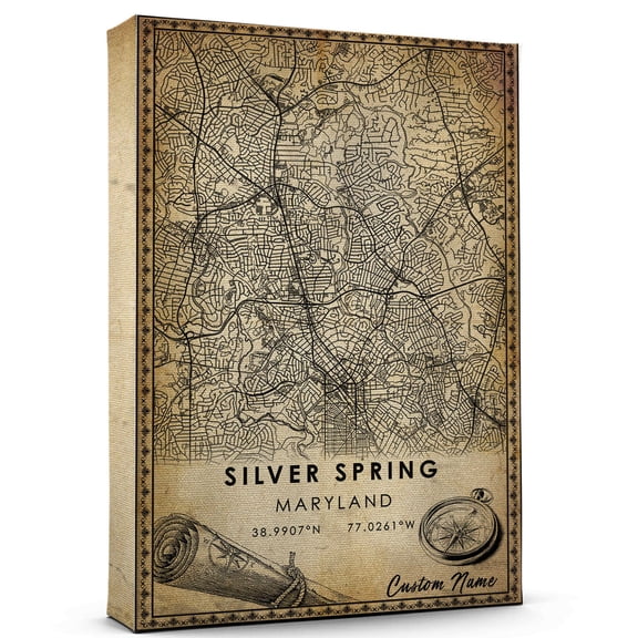 Silver Spring Map Poster, Maryland Map Art Poster, Canvas, Silver Spring Map City vintage Poster, Street Map Artwork Poster, Silver Spring Map Canvas - 89AZ269