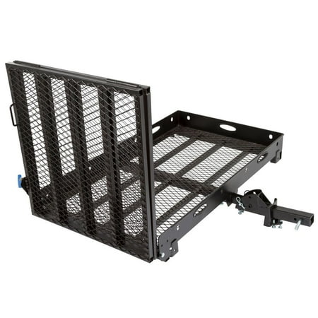Silver Spring 48in x 28in Steel Scooter Wheelchair Carrier w/60in Ramp, 500 lb. Cap, Folding, Hitch Mount