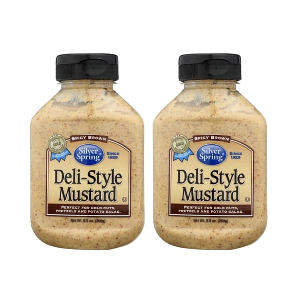 Silver Spring Spicy Brown Deli-Style Mustard, 9.5 Oz Bottles (2 Pack)