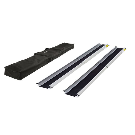 Silver Spring - Telescoping Wheelchair Track Ramps - With Storage Bag - Adjusts 5-1/2' to 10' long - Lightweight Aluminum Construction - 600 lb. capacity - Non-Skid Surface - 7-1/2" Overall Width