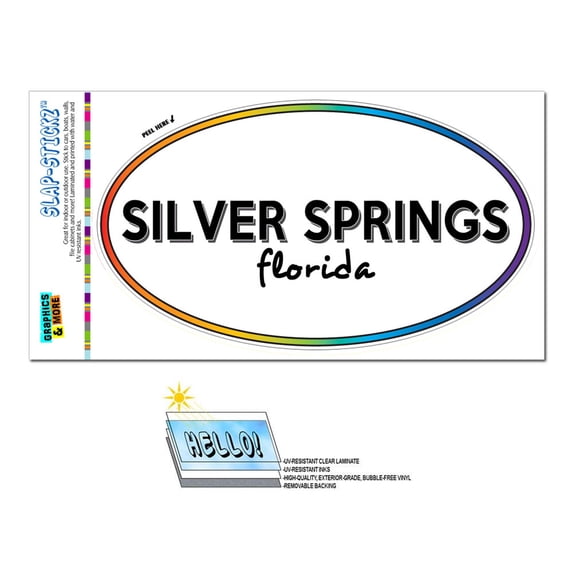 Silver Springs, FL - Florida - Rainbow - City State - Oval Laminated Sticker