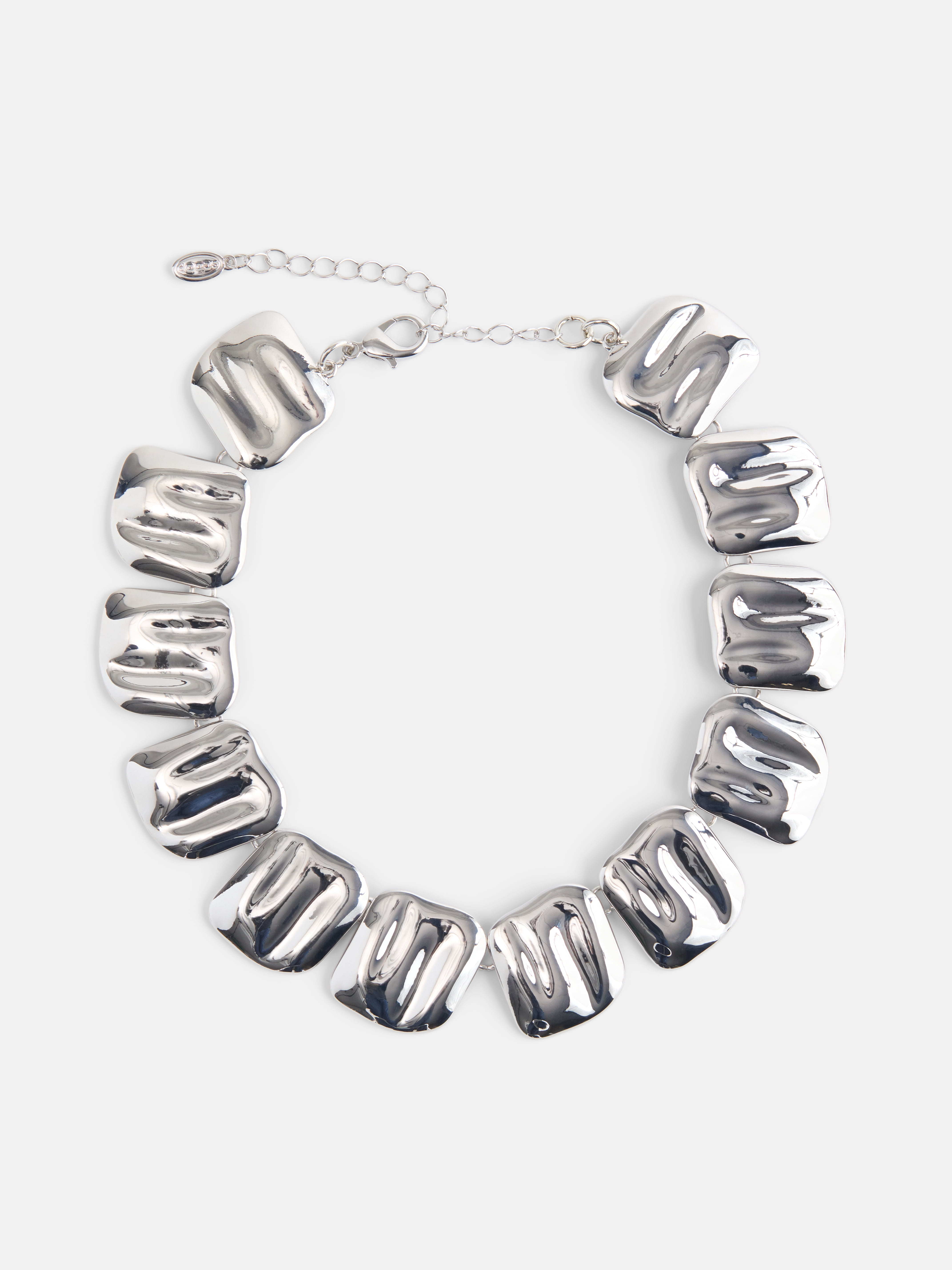 Womens Silver-Tone Square Choker Necklace