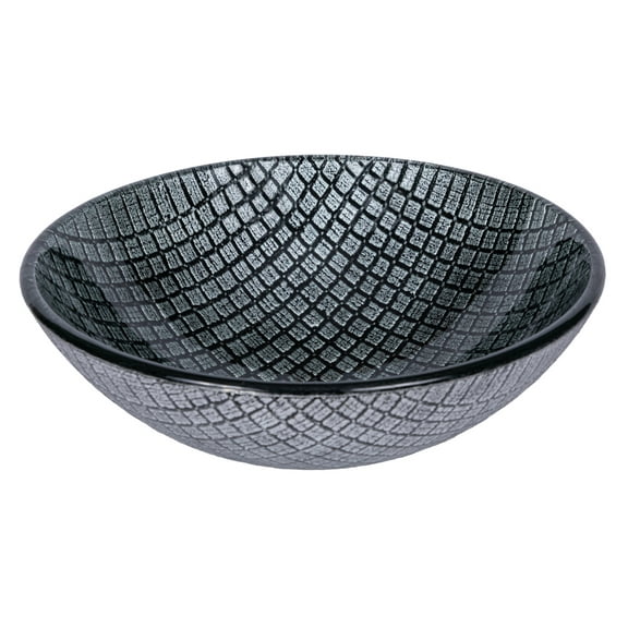 Silver Squares Glass Vessel Sink