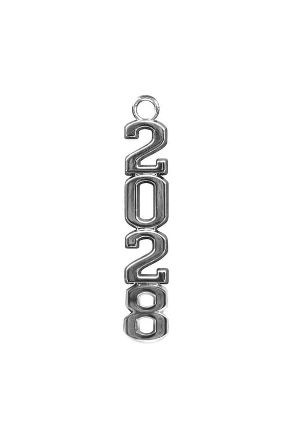 Silver Stacked Tassel Date Charm Year 2028