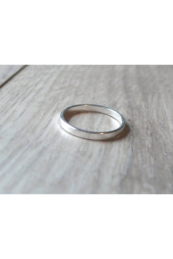 Silver Stacking Ring – Flat Band Sterling Silver Ring | Minimalist Jewelry | Recycled Silver Wedding Band | Stackable Design